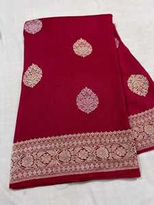 Sari Banarasi Tassur Kadhwan Pur Fait Main par un Designer, Tissé à la Main, en Tissu Tassur Premium, Vêtement Ethnique pour Fêtes, Toutes Saisons - Product Image 3