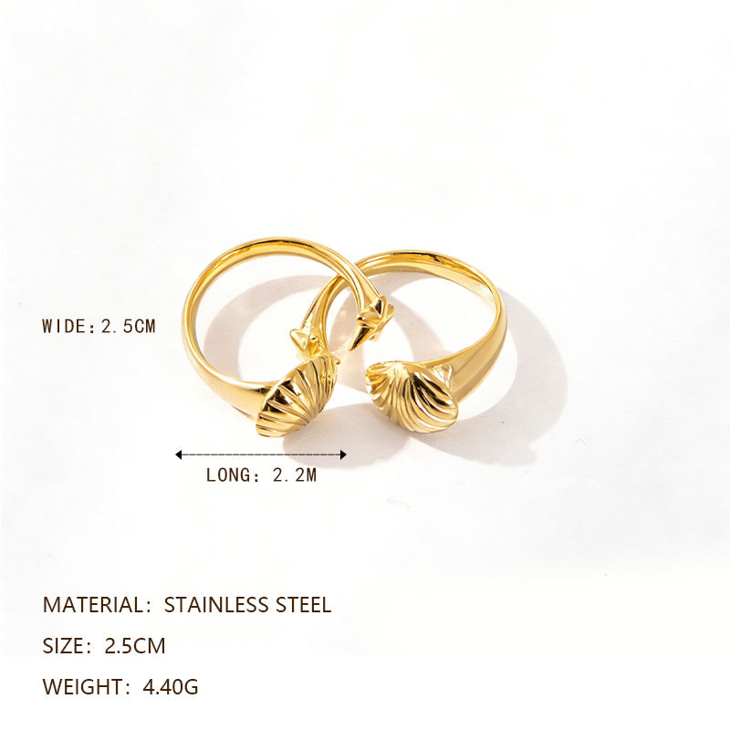 Trendy 18K Gold Plated Ocean Element Star Shell Opening Stainless Steel ...