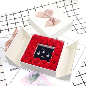 Valentine's Day Jewelry Gift <b>Box</b> Double Door Rectangular 16 Roses <b>Floral</b> Eternal Flower <b>Box</b> Holiday for Necklace Ring Bracelet - Product Image 6