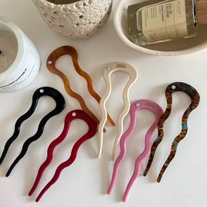 Porte-chignon en cristal français avec <span class=keywords><strong>strass</strong></span> Porte-<span class=keywords><strong>cheveux</strong></span> en acétate d'acide Accessoires en épingle à <span class=keywords><strong>cheveux</strong></span> pour femmes et filles Épingle à <span class=keywords><strong>cheveux</strong></span> en forme de U Vente en gros - Product Image 2