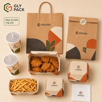 Ensemble d'emballages alimentaires jetables personnalisés de qualité alimentaire pour la restauration rapide, avec boîtes à poulet frit, hamburgers, frites, gobelets et sacs pour emporter