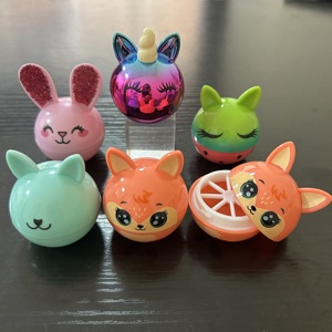 ISMAN Vente en gros de contenants pour baume à lèvres en forme de lapin et d'unicornes mignons de 7 g, étuis à rouge à lèvres ronds en forme de dessin animé pour enfants, pots cosmétiques pour enfants - Product Image 1