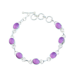 Pulsera de Amatista, Producto Más Vendido, Plata de Ley 925, Gema Natural Púrpura, Forma Ovalada, Joyería Clásica Hecha a Mano en India - Product Image 1