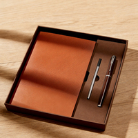 Lot de carnets professionnels en gros, couverture rigide en cuir PU marron, reliure cousue, couverture en tissu/PP, stylo offert, logo personnalisé, directement de l'usine