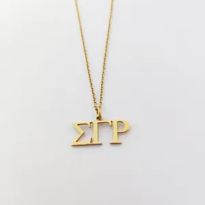 Hot Selling Laser Cutting Delta Customized Greek Letters Jewelry Acero Inoxidable Joyeria Delta Sorority Necklace