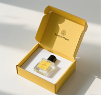 Boîte d'emballage en carton personnalisée avec logo jaune, parfum, haute qualité, impression complète, livraison, emballage, boîtes d'expédition
