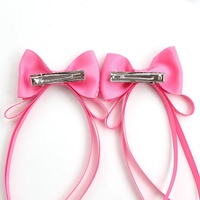 Barrettes à cheveux en tissu faites à la main, nœuds en gros-grain à carreaux vichy avec longues franges, accessoires pour cheveux pour enfants et filles, pinces à cheveux pour queue de cheval