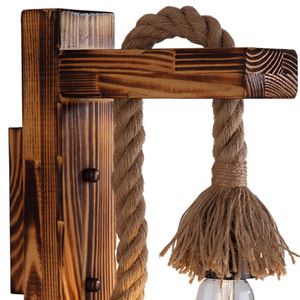 Lampe murale en <span class=keywords><strong>corde</strong></span> de chanvre rétro japonaise E27, luminaire mural créatif pour maison d'hôtes, chambre à coucher, restaurant, modèle de pièce - Product Image 3