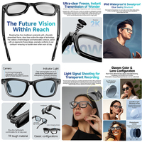 Gafas Inteligentes con Cámara W610, Montadas en la Cabeza, Táctiles, para Llamadas, Traducción Simultánea por IA, Reconocimiento de Objetos de 8MP