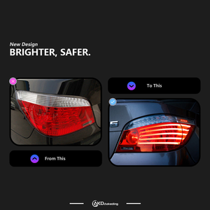 Nouveaux feux arrière LED AURON Facelift pour Série 5 E60 (2004-2007) |   Ensemble de feux arrière à moderniser |   Lumière améliorée à lentille transparente 6000K - Product Image 3