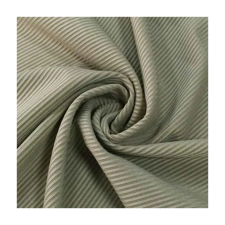 Hot sale Fashion garment elastane rib stretch plain dyed knitted 2*2 polyester spandex fabric