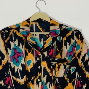 Conjunto de Pijama Floral con Cuello Camisero y Estampado a Mano, Ropa de Dormir de Algodón, Ropa de Dormir y de Estar por Casa de Verano Estilo Bohemio para Mujer, Regalo - Product Image 6