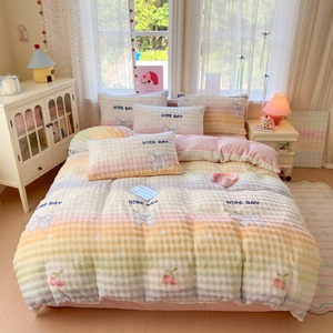 Housse de <span class=keywords><strong>couette</strong></span> moderne d'hiver douce, résistante à la décoloration, bactériostatique, <span class=keywords><strong>anti</strong></span>-acariens, drap de lit chaud, taies d'oreiller, chambre à coucher, longue durée, bulle - Product Image 3