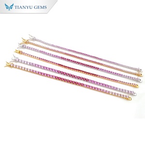 Tianyu Gems 925 Silver Gradient Pink Fancy-Colored Gemstone Tennis Necklace Setting Classic Gold Plated Luxury Jewelry - Product Image 3