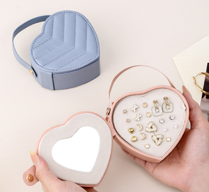 Caja de Almacenamiento de Joyas Portátil en Forma de Corazón, Regalo de San Valentín, Caja para Aretes y Anillos, Ideal para Viajes - Product Image 2