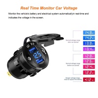 Soket Daya USB mobil Dual 3.0, soket daya mobil dengan Voltmeter LED, stopkontak pengisian cepat aluminium tahan air