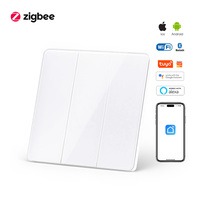 Interrupteur intelligent Zigbee 3 voies, panneau en verre trempé blanc mat, interrupteur mural pour éclairage, fil neutre, commande vocale, compatible Alexa