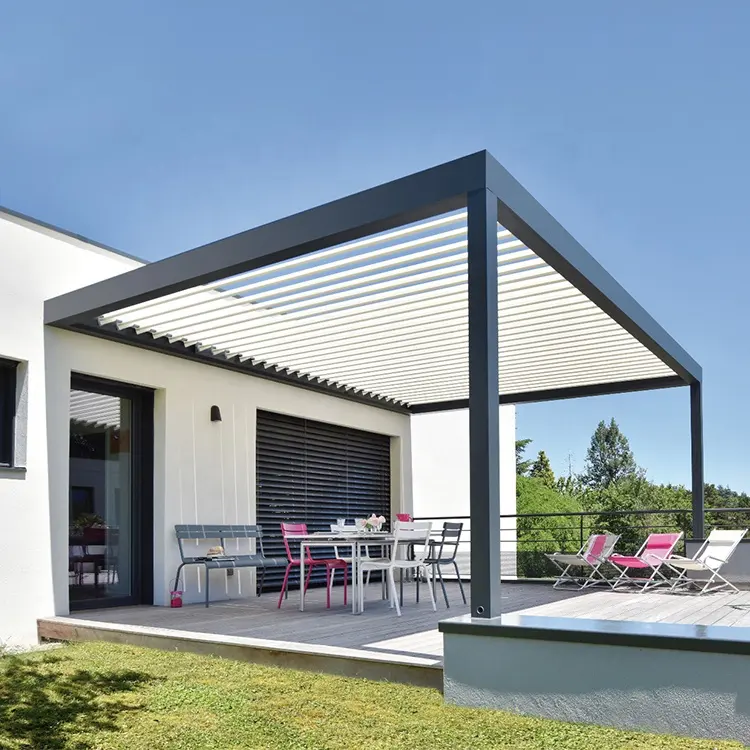 Tspk mới bioclimatic sân thượng mái mưa vườn louver nhôm pergola đồ gỗ ngoài trời