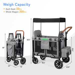 Poussette-chariot SHUANGXING en alliage d'aluminium et tissu Oxford, design côte à côte pour deux enfants, pliable, pour les 0-3 ans - Product Image 5