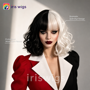 <span class=keywords><strong>Peluca</strong></span> <span class=keywords><strong>de</strong></span> Cosplay <span class=keywords><strong>de</strong></span> <span class=keywords><strong>Cruella</strong></span> <span class=keywords><strong>De</strong></span> <span class=keywords><strong>Vil</strong></span> <span class=keywords><strong>de</strong></span> Iriswigs, Corta y Rizada, Negra y Blanca, Sintética, Resistente al Calor, 150% <span class=keywords><strong>de</strong></span> Densidad, para Mujeres, Halloween - Product Image 4
