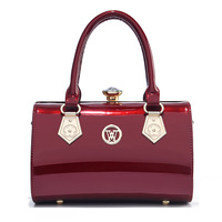 Nouveauté Sac Boston en cuir PU brillant Grande capacité Style rétro Sac à bandoulière pour femme Sac à main de luxe de créateur