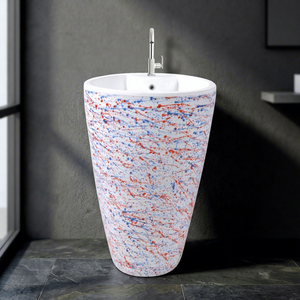 Meilleure vente : Lavabo vasque de salle de bain sur pied, à poser sur comptoir, en céramique, ovale, doré, noir, rouge, blanc, clair - Product Image 5
