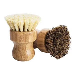 Bambus sisal pinsel runde Mini topf pinsel küche waschbecken waschen gerichte pan gemüse pinsel