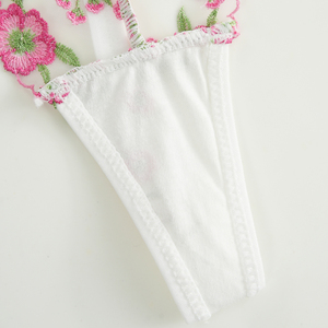 Ensemble de lingerie érotique en dentelle pour femmes 2025, soutien-gorge et culotte transparents, sexy, string, tissu uni, 90% polyester + 10% élasthanne - Product Image 5