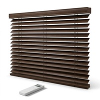 Persianas Venecianas Motorizadas Inteligentes Matter de PVC con Aspecto de Madera de 50 mm, Tamaño Personalizado, Impermeables, Aislamiento Térmico, Seguridad Infantil, Zigbee 3.0