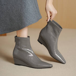 Cialisa mode <span class=keywords><strong>compensées</strong></span> bout carré bottines 2025 automne hiver robe de soirée quotidien 5cm mi talons mince <span class=keywords><strong>bottes</strong></span> courtes pour les femmes 40 - Product Image 2