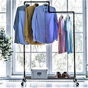 <span class=keywords><strong>Perchero</strong></span> de servicio pesado con Zapatero Percha de pie robusta con ruedas Diseño industrial Burro que soporta hasta 100 kg - Product Image 3