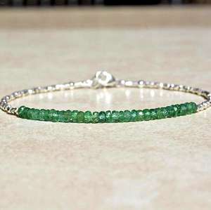 Émeraude Zambienne Rondelle Forme Facettes Argent Lâche Pierres Précieuses Perlé Bracelet Fabrication de Bijoux naturel incroyable qualité - Product Image 2