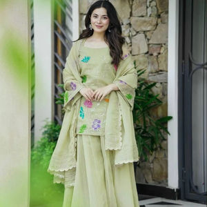 New Designer Heavy Embroidery <b>Sequins</b> Floral Work <b>Star</b> Georgette Multi-Colour Party Wear Collection Cotton for Indian Pakistani - Product Image 1