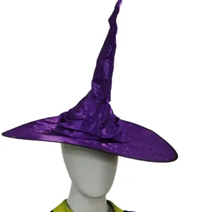 New Halloween Witch Hat Black Purple Large Ruffled Witch Hat Halloween Cosplay Party Headwear Witch Hat Magic