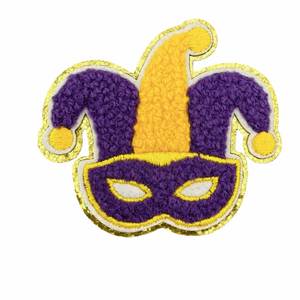 Nuevo Parche Termoadhesivo de Chenilla Bordado con Diseño de Dibujos Animados para Toalla, Temática Mardi Gras - Product Image 5