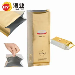 Custom Print Colored Recycle Side Gusset Coffee Bags Gold coffee bag Aluminum Foil