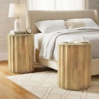 Table d'appoint moderne en bois massif doré avec rangement, durable et écologique, pour salon, chambre et hôtel