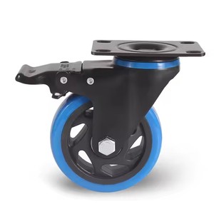 Roues de chariot industrielles en caoutchouc de 4 pouces 100mm pour établi Roue de roulette verrouillable centrale Roues de roulette à usage intensif - Product Image 2