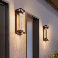 Lámpara de Pared LED de Cristal para Exteriores, Aplique de Pared Moderno Negro para Entradas Exteriores, Lámparas de Pared Impermeables