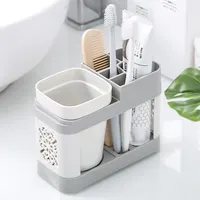 Porte-brosse à dents en plastique, 1 pièce, design créatif unique, comptoir de salle de bains, ensemble de 2 tasses