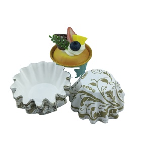 صينية كيك على شكل زهرة يمكن التخلص منها ، موفين وردي ، حامل لكعك الزفاف ، صينية طلاء الحيوانات الأليفة ، ورق مبطن - Product Image 6