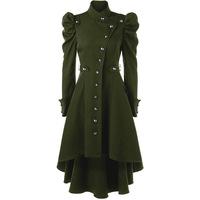 Vente chaude médiéval Vintage col debout coupe ajustée Style britannique mi-long manteau pour femmes