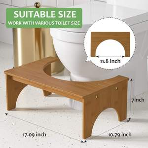 Bamboo Wood Toilet <b>Stool</b> Solid Wood Footrest For <b>Bathroom</b> Adults Children Elderly Durable Folding Design - Product Image 3