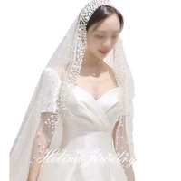 Voile de Mariée Perlé Scintillant Style Européen pour Mariées, Voile Élégant et Léger, Long ou Court