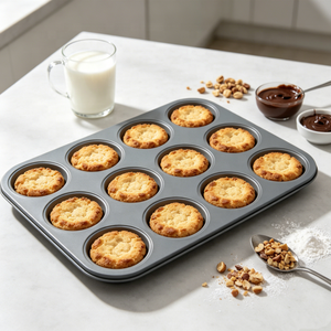 Moule à muffins 12 cavités, revêtement durable pour muffins, tartes, gâteaux, idéal pour la pâtisserie maison - Product Image 1