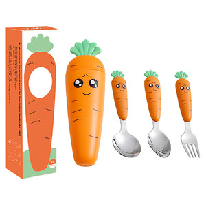 Juego de Cubiertos Portátiles para Niños con Diseño de Rábano, Cuchara y Tenedor de Acero Inoxidable con Estuche - Product Image 4