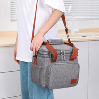 Boîte à lunch isotherme extra large à double compartiment pour hommes et femmes, sac isotherme en polyester anti-fuite avec sangle, design pliable