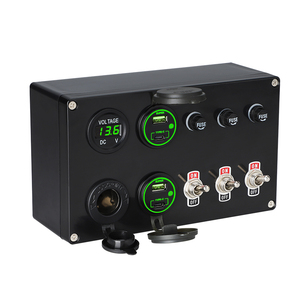 Cắm trại hộp điện hộp điều khiển mini 12V 24V ABS Chất liệu 2USB + 2 Loại C Cổng phân phối 3 chuyển đổi thiết bị chuyển mạch điện áp hiển thị mới - Product Image 5