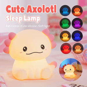 2026 Cute USB Rechargeable Axolotl Silicone Night Light LED Tap Control RGB Dimmable personalised <b>Lamp</b> for kids baby bedroom - Product Image 1