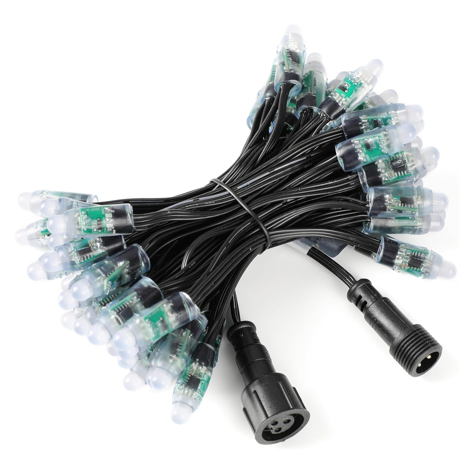 Waterproof IP68 RGB Full Color Outdoor LED Pixel Light String With 12mm Modules CE ROHS Certified 5-Year Warranty